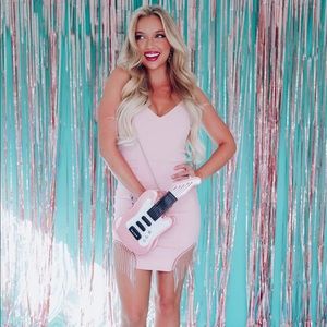 Whiskey Darling Light Pink Jean Fringe Dress